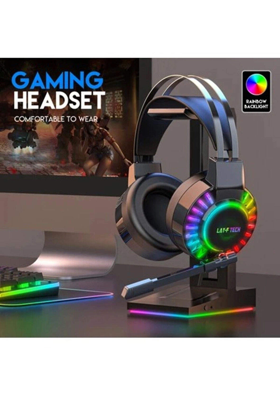 H60 Kablolu 7.1 Usb Oyuncu Kulaklık Rgb Stereo Hd Mikrofon Gaming Kulaklık