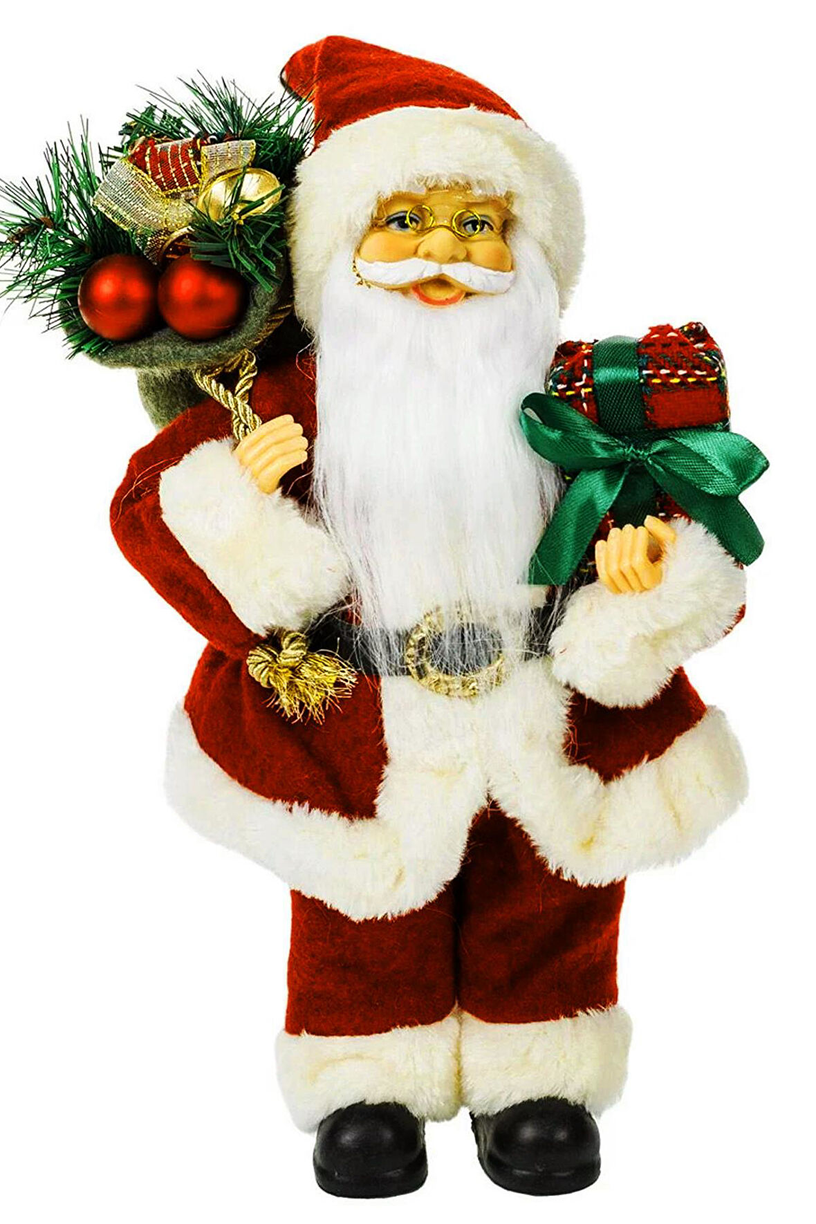 Yılbaşı Süsü Noel Baba Biblo Figür Büyük Boy 32cm -  Hediyeleri ve Çuvalı ile...