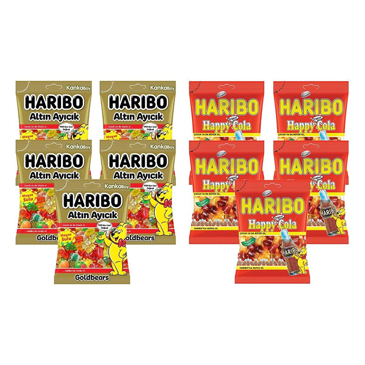 Haribo Altın Ayıcık ve Happy Cola 80 gr Kanka Boy 10 lu Eko Paket