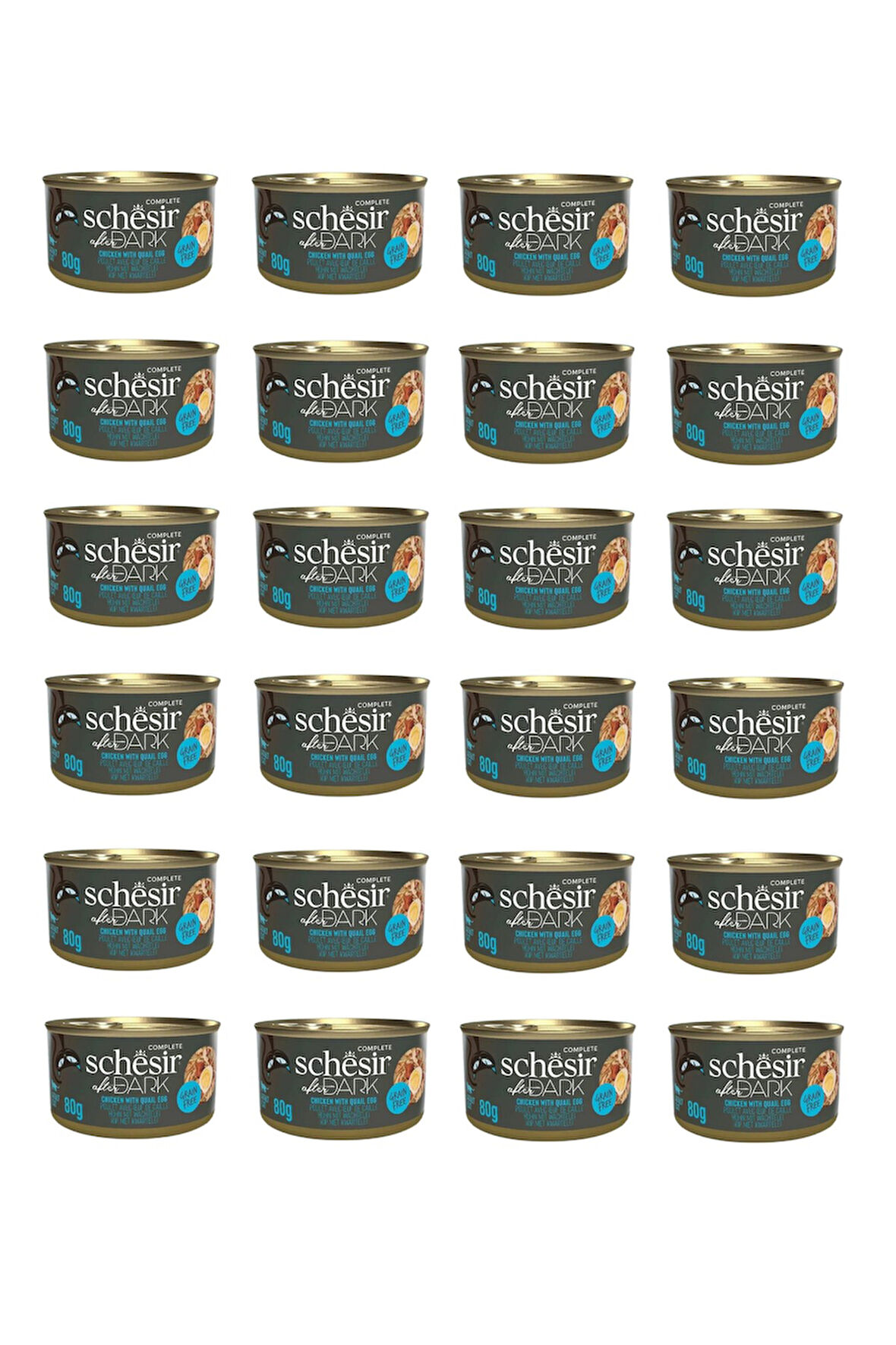 Schesir After Dark Parça Etli Tavuk ve Bıldırcın Yumurtalı Kedi Konserve 80 Gr. X 24 Adet