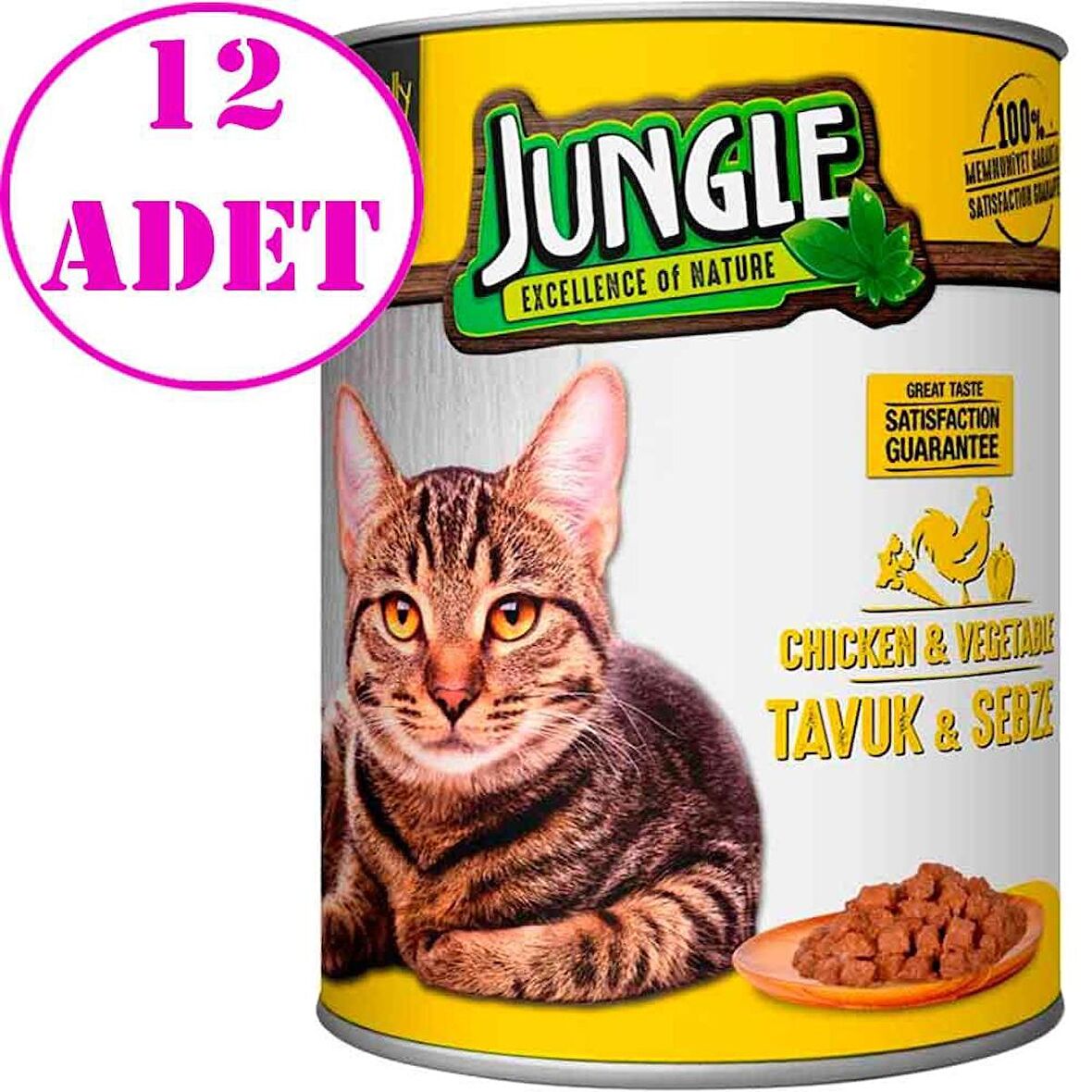 Jungle Kedi Konservesi Tavuklu Sebzeli 415 GR 12 AD