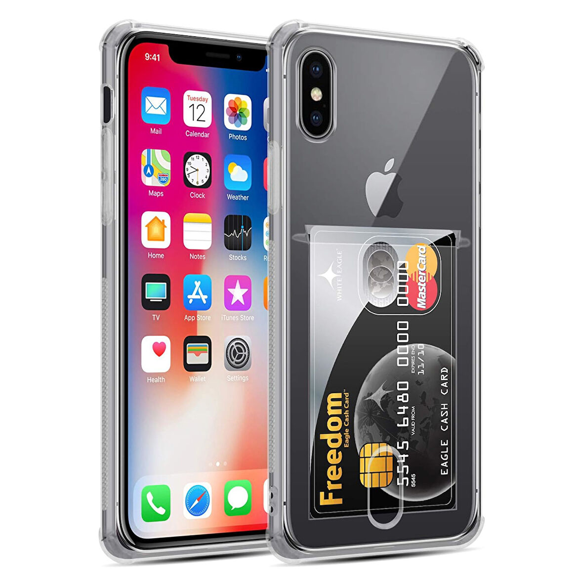 Gpack Apple iPhone X Kılıf 1 Adet Kartlıklı Silikon Kamera Korumalı