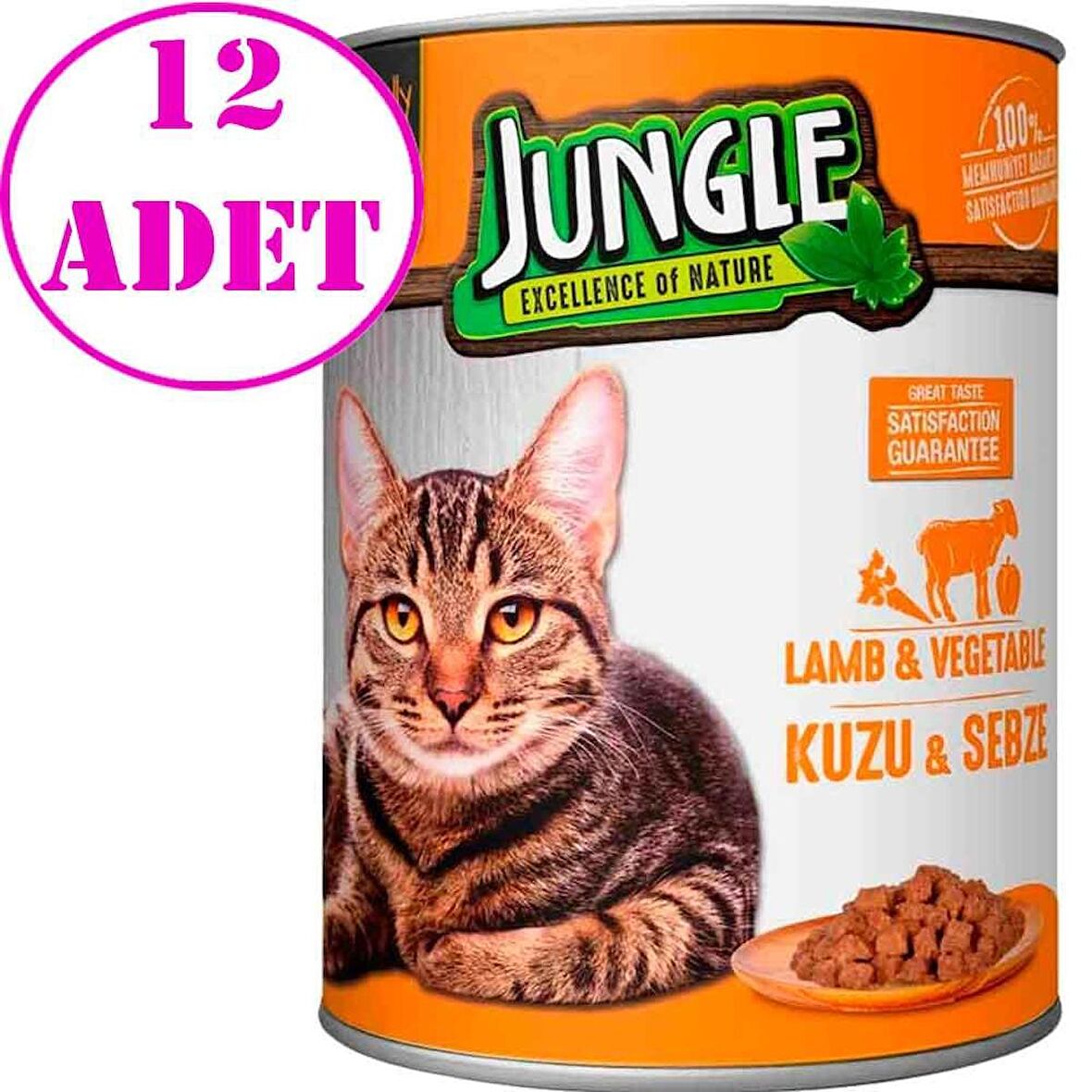 Jungle Kuzu Etli Sebzeli Kedi Konservesi 415 gr 12 AD