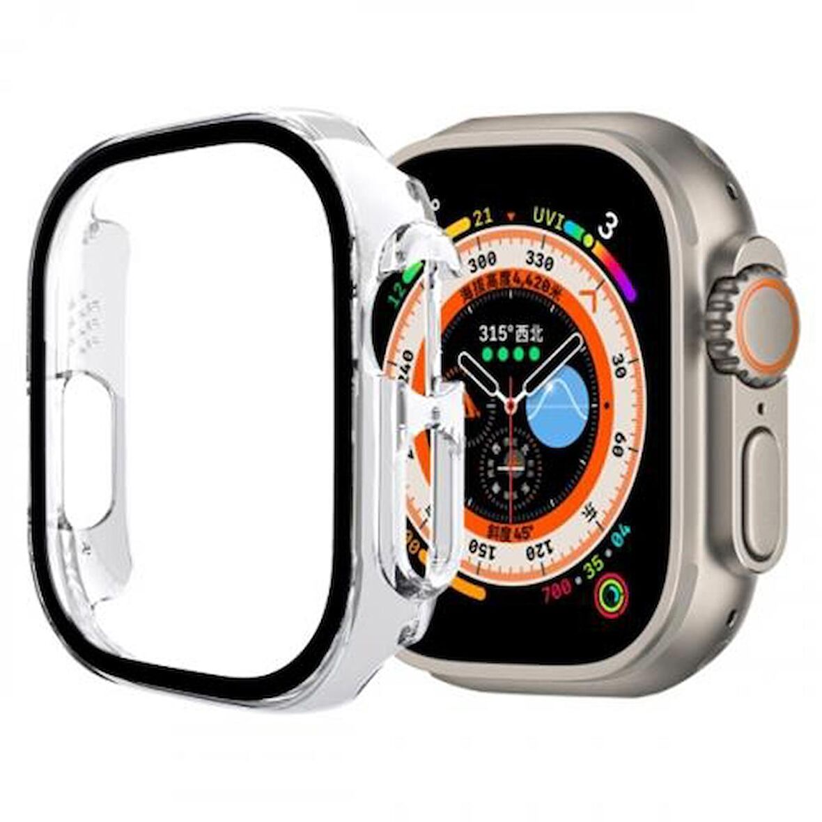 Coofbe 49MM Apple Watch Ultra Full Koruma Zırhlı Kılıf, Ekran Koruyuculu Apple Watch Ultra Kılıf