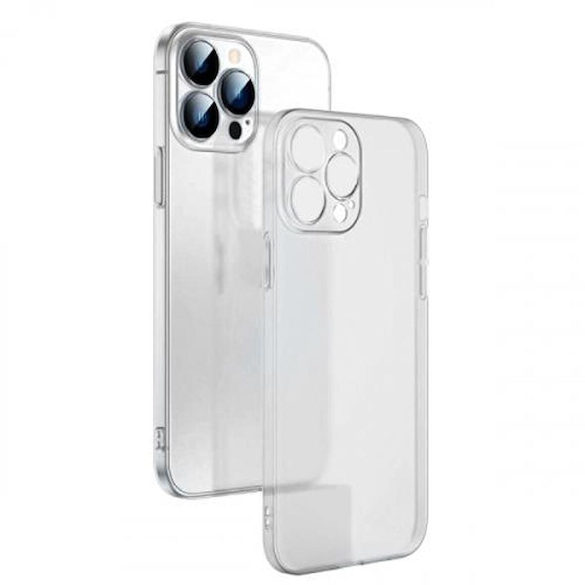 Coofbe  0.3mm iPhone 14 Pro 6.1inch Kamera Korumalı Silikon Kılıf, Şeffaf Buzlu Magsafe Uyumlu Kılıf