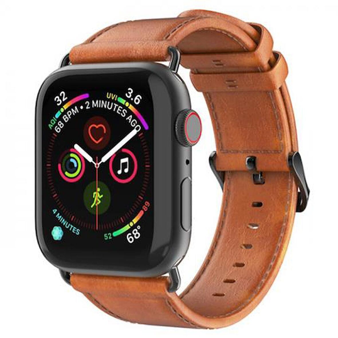 Coofbe Hermes Loop Deri Apple Watch 42-44-45MM Kordon Kayış, Ultra Hafif, Çelik Tokalı Kayış