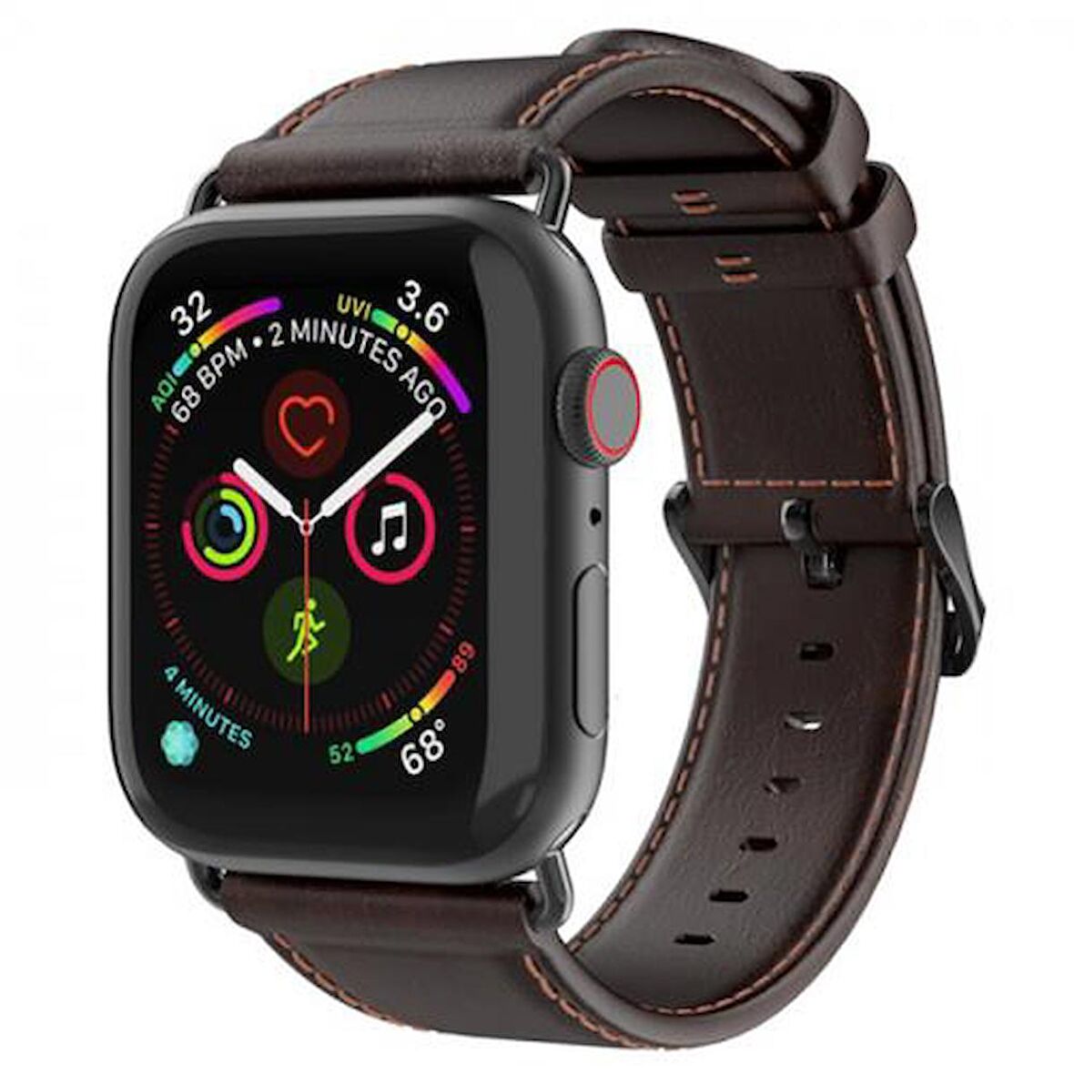 Coofbe Hermes Loop Deri Apple Watch 42-44-45MM Kordon Kayış, Ultra Hafif, Çelik Tokalı Kayış