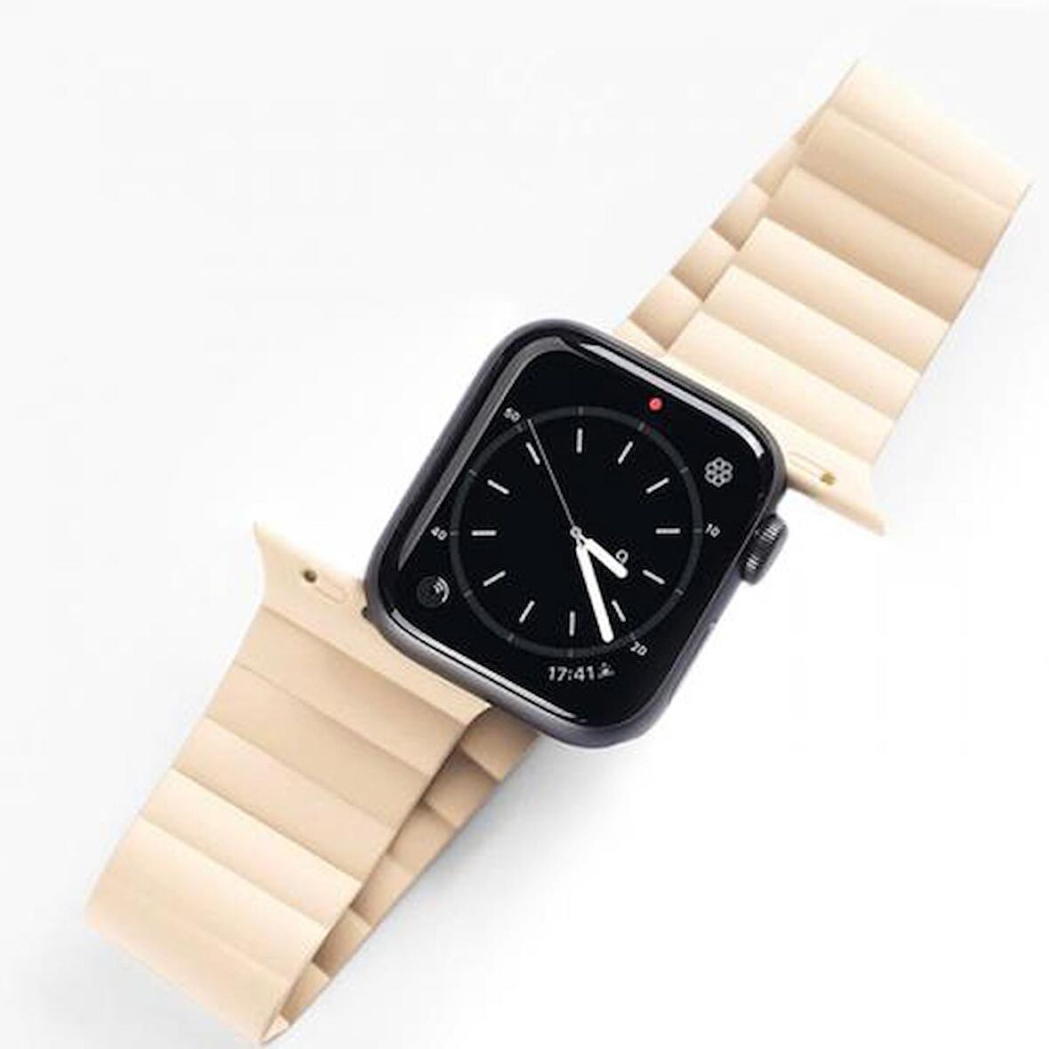 Coofbe Zincir Style Apple Watch 42-44-45MM için Mıknatıslı Kordon Kayış, Ultra Rahat Yıkanabilir