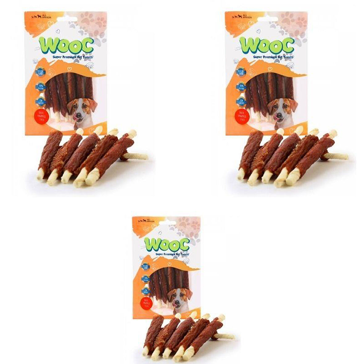 Wooc Ördek Eti Sargılı Sütlü Çubuk Köpek Ödül Maması 80gr X 3 Adet