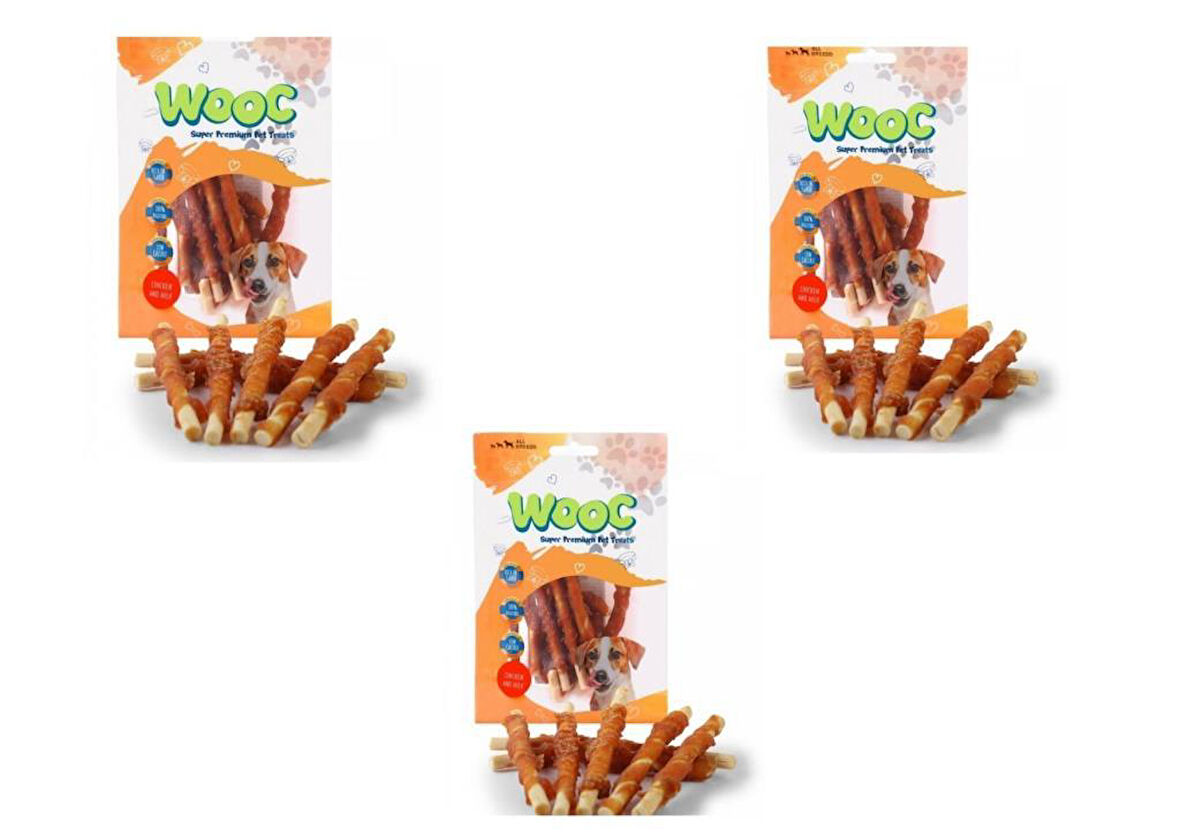 Wooc Tavuk Sargılı Sütlü Stick Köpek Ödülü 80 Gr X 3 adet