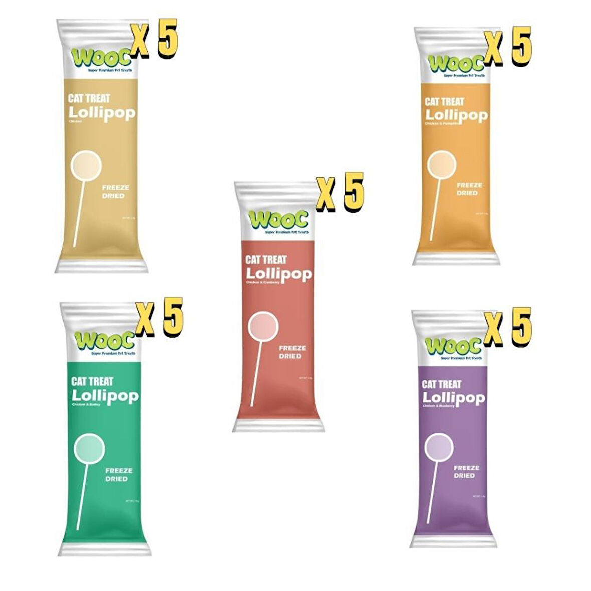 Wooc Lolipop Karışık Kedi Ödül Maması  Çeşit 1,4 - 25'li Karışık Paket