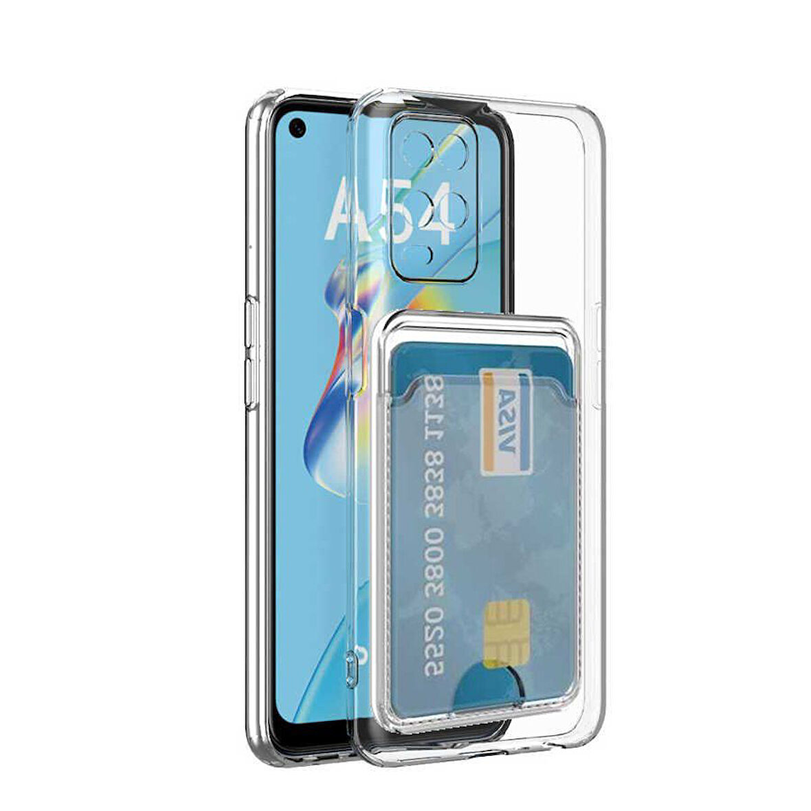 Gpack Oppo A54 4G Kılıf 1 Adet Kartlıklı Silikon Kamera Korumalı