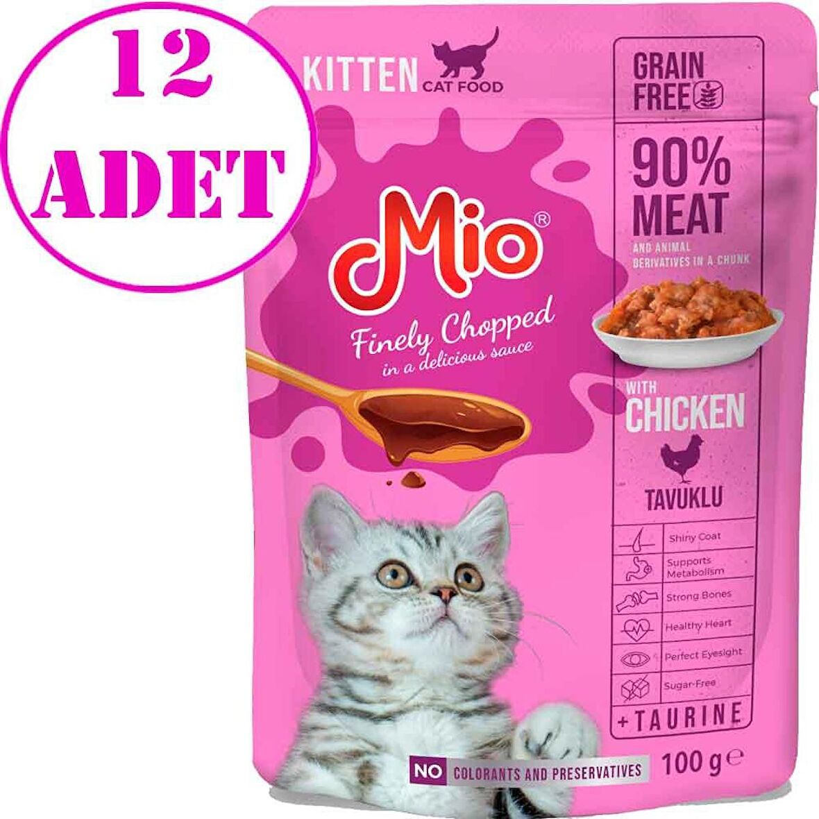 Mio Yavru Kedi Yaş Mama Tavuk Etli 100 Gr 12 AD