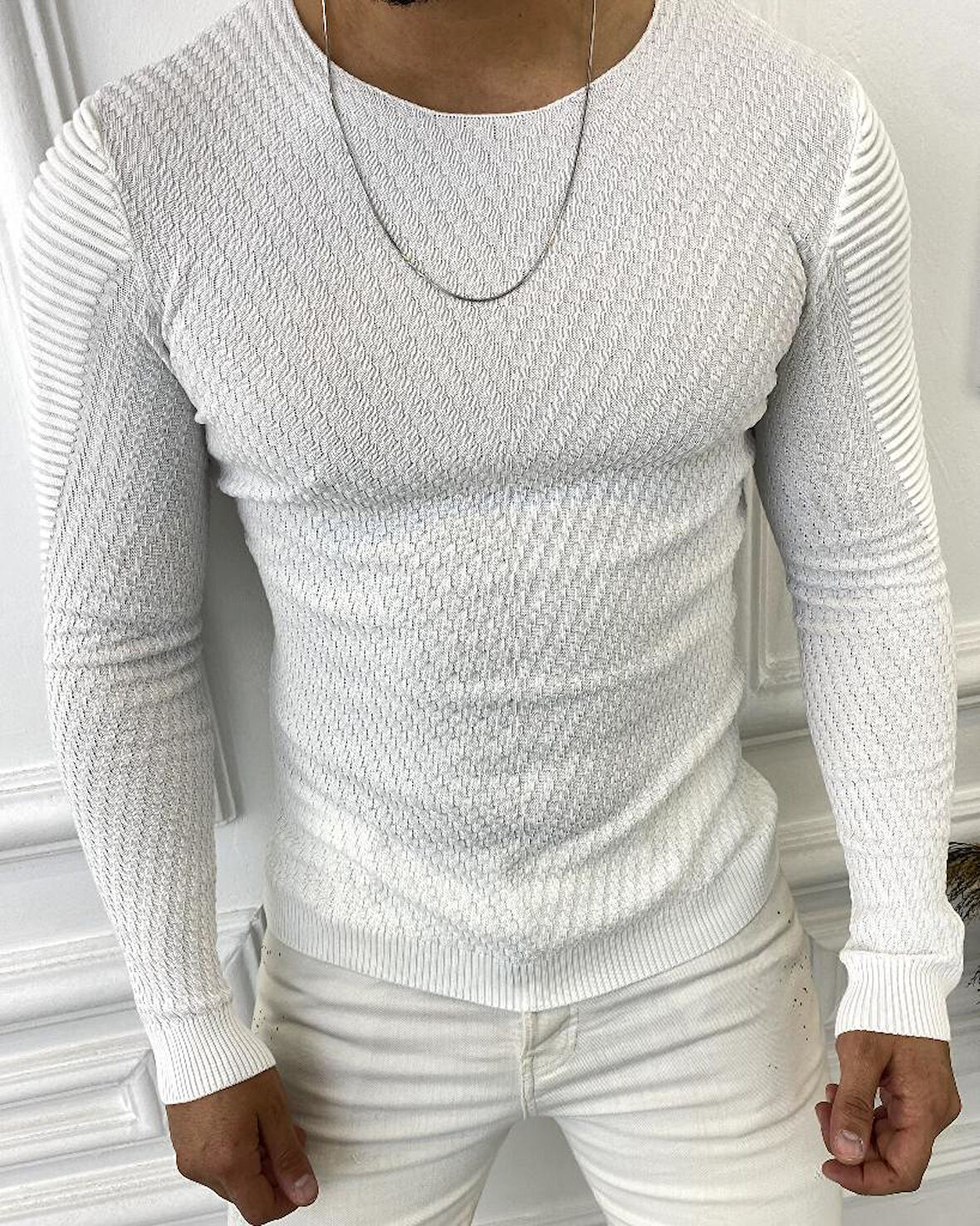 Kazak Slim Fit Naturel Örme Pamuk Tüylenmeyen Triko Dar Kesim Body Kazak