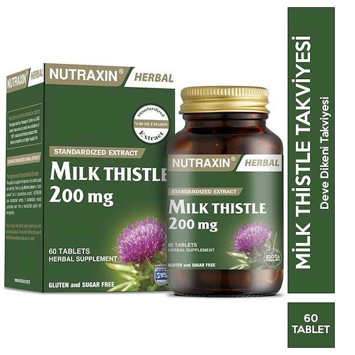 Milk Thistle 200 mg 60 Tablet Deve Dikeni Takviyesi