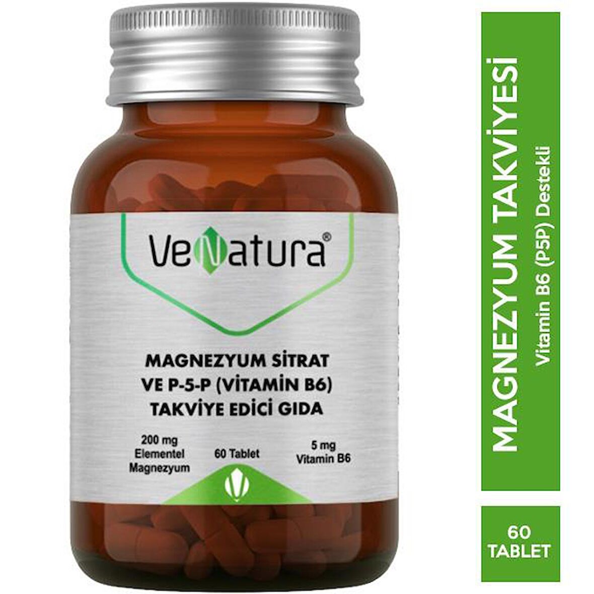 VeNatura Magnezyum Sitrat ve P-5-P (Vitamin B6) Takviye Edici Gıda 60 Tablet elfakozmetik2