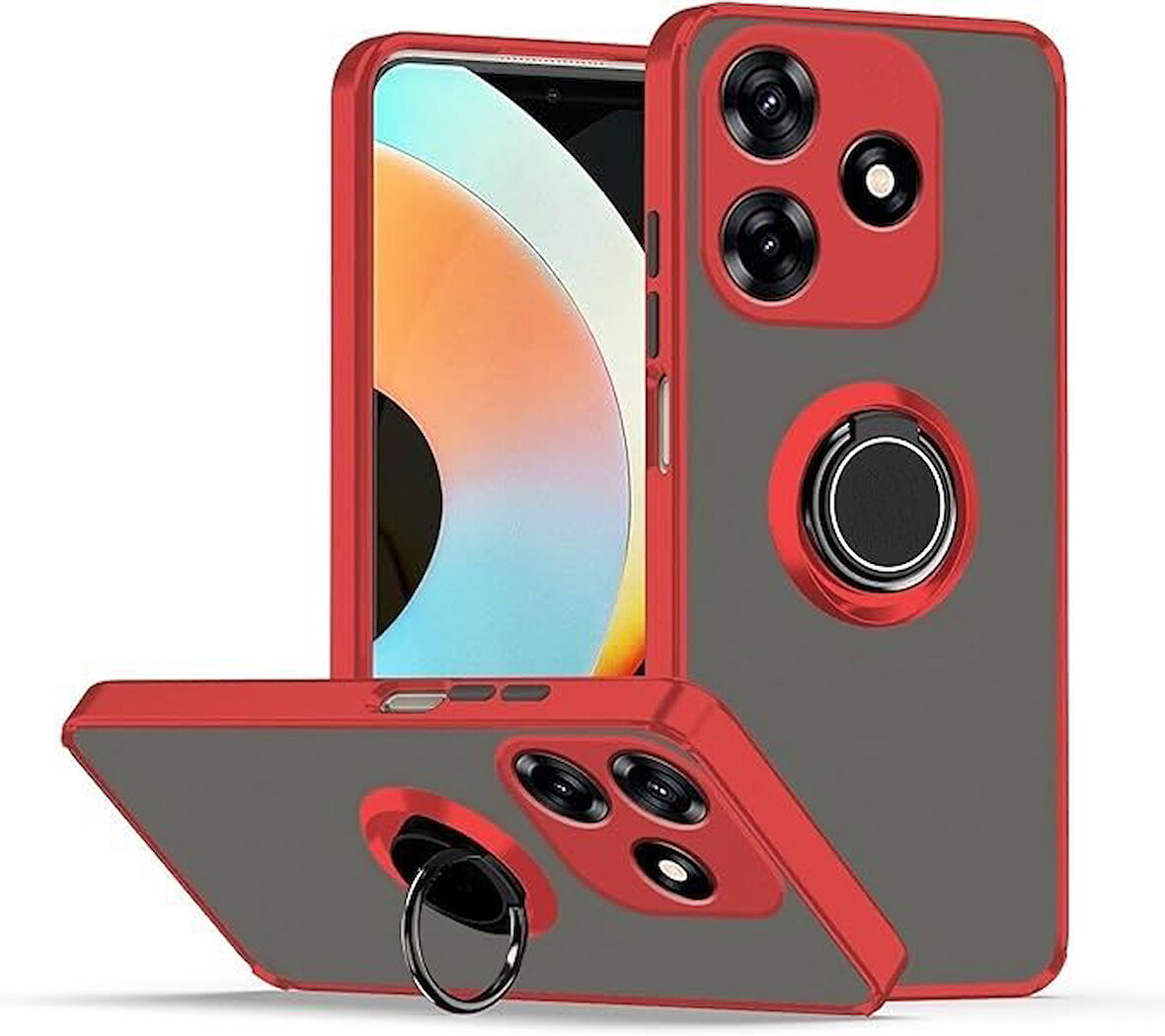 Gpack Tecno Spark 10 4G Kılıf Montreal Yüzüklü Mıknatıslı Kamera Korumalı Silikon