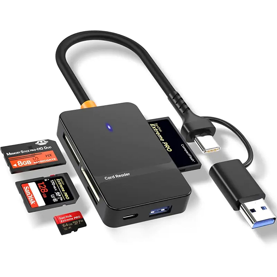 Corcoz 8'i 1 arada Çok Fonksiyonlu SD / TF / CF / MS Yüksek Hızlı Kart Okuyucu USB 3.0 - CZ52