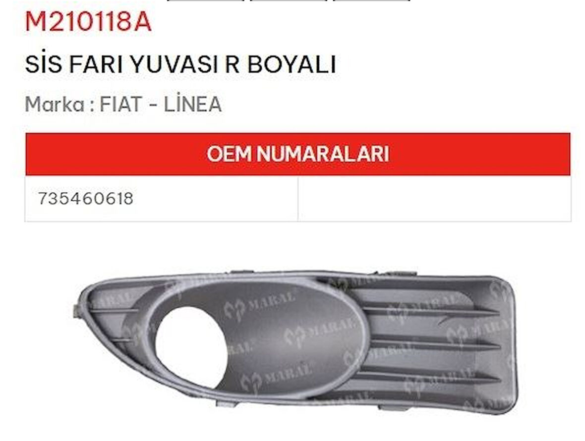 FİAT LİNEA SAĞ ÖN SİS FAR KAPAĞI ÇERÇEVESİ SİSLİ 735460618 GLD-MRL210118A