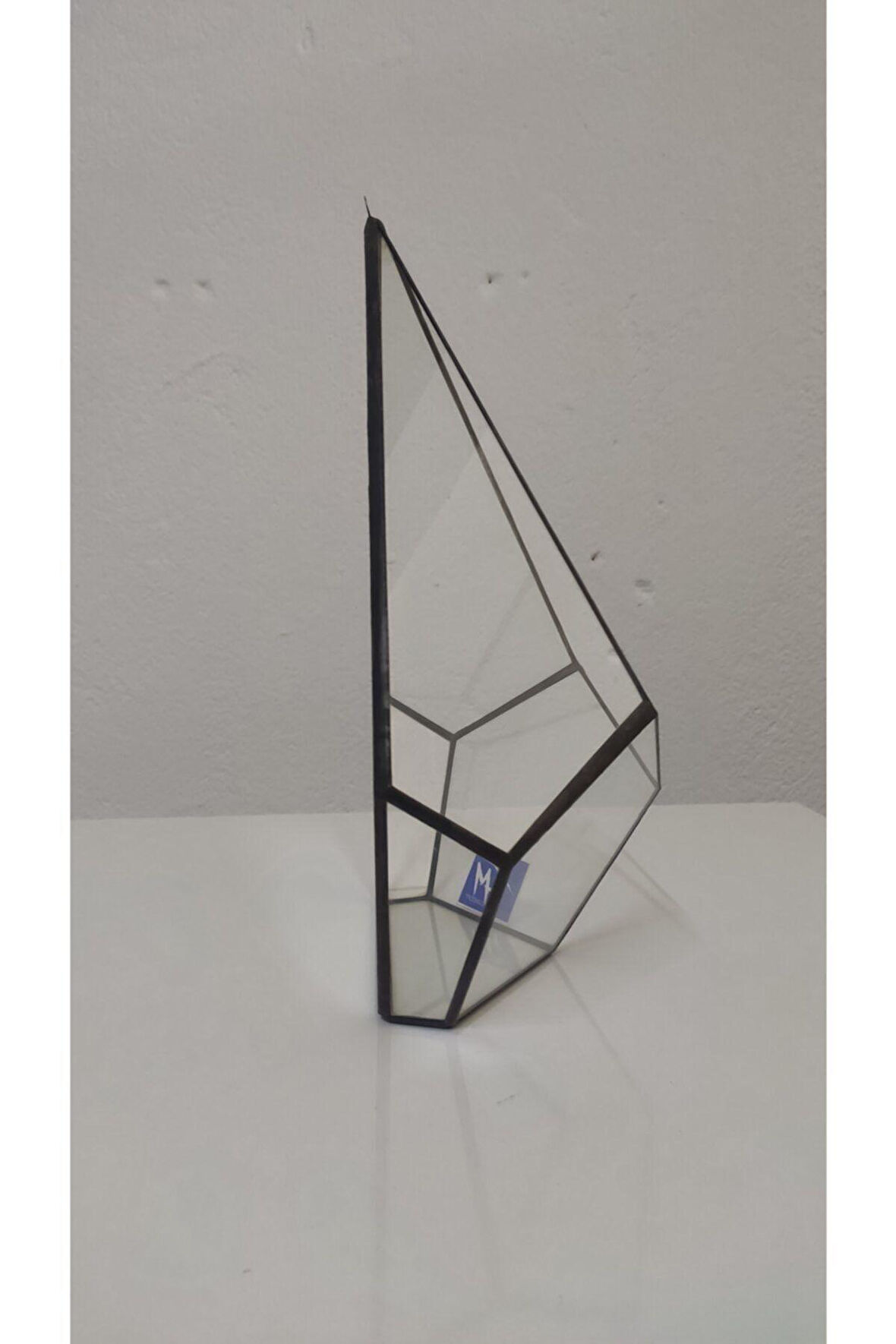 Vitray Cam Teraryum - Duvar Saksısı Elmas Model 35 Cm Antrasit Siyah
