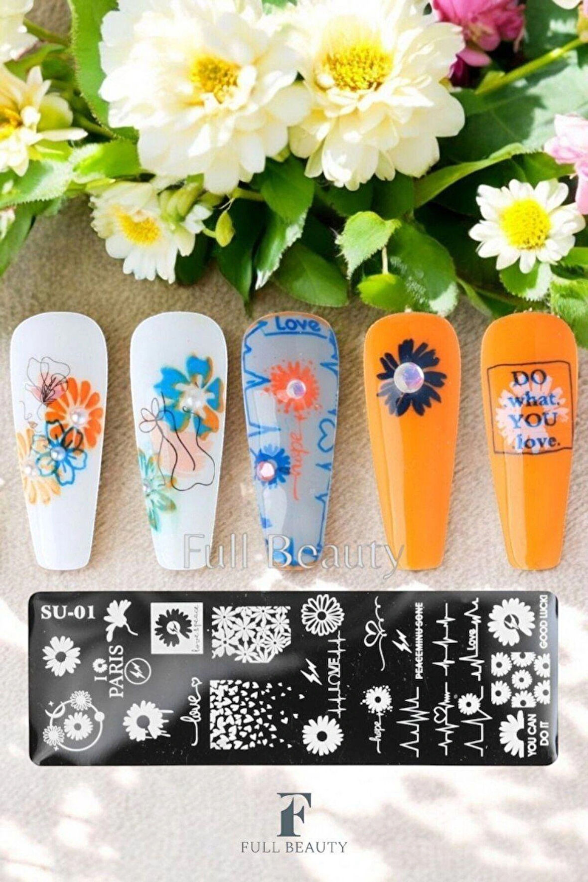 Stamping Baskı Plakası - Oje ve Tırnak Deseni Transferi için Nail Art Stamp Damga Desenleri