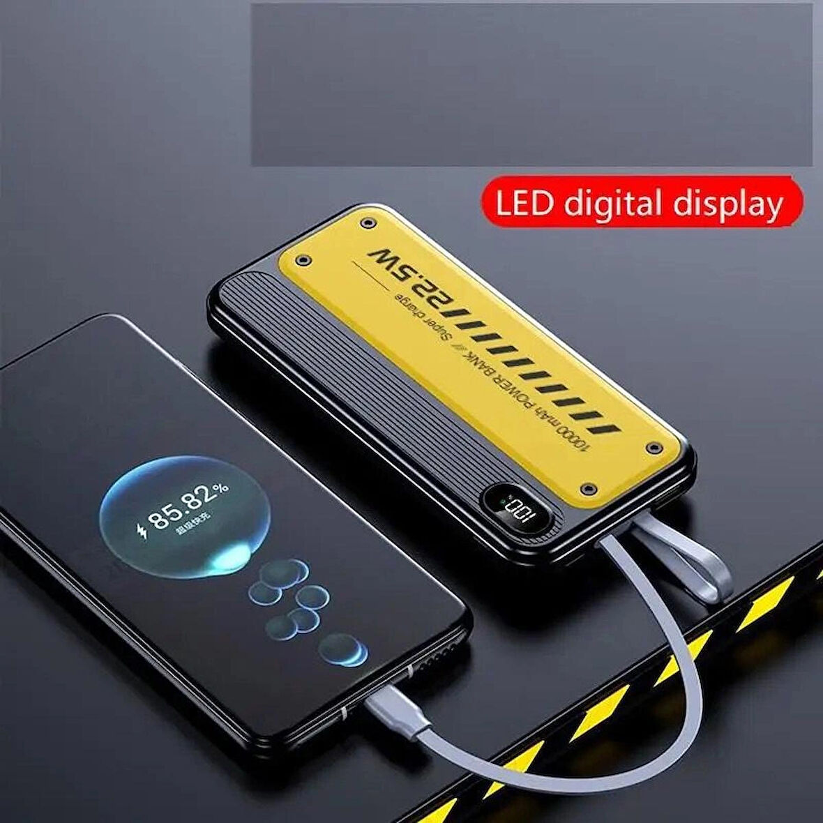 YK Design 10.000 Mah Dijital Göstergeli Dahili Çoklu Kablolu Powerbank,taşınabilir Şarj Cihazı YKP732