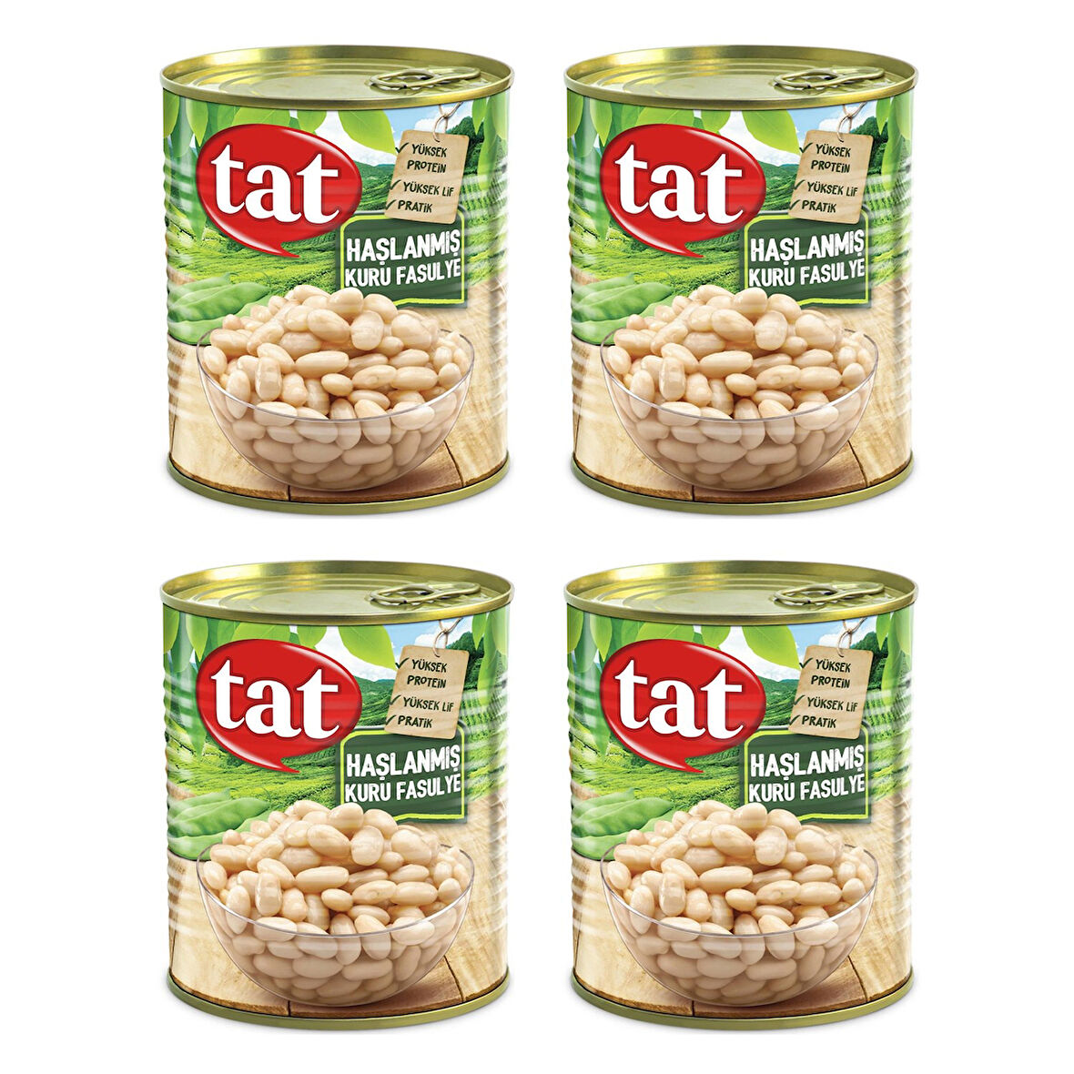 Tat Haşlanmış Kuru Fasulye 800 gr x 4 Adet