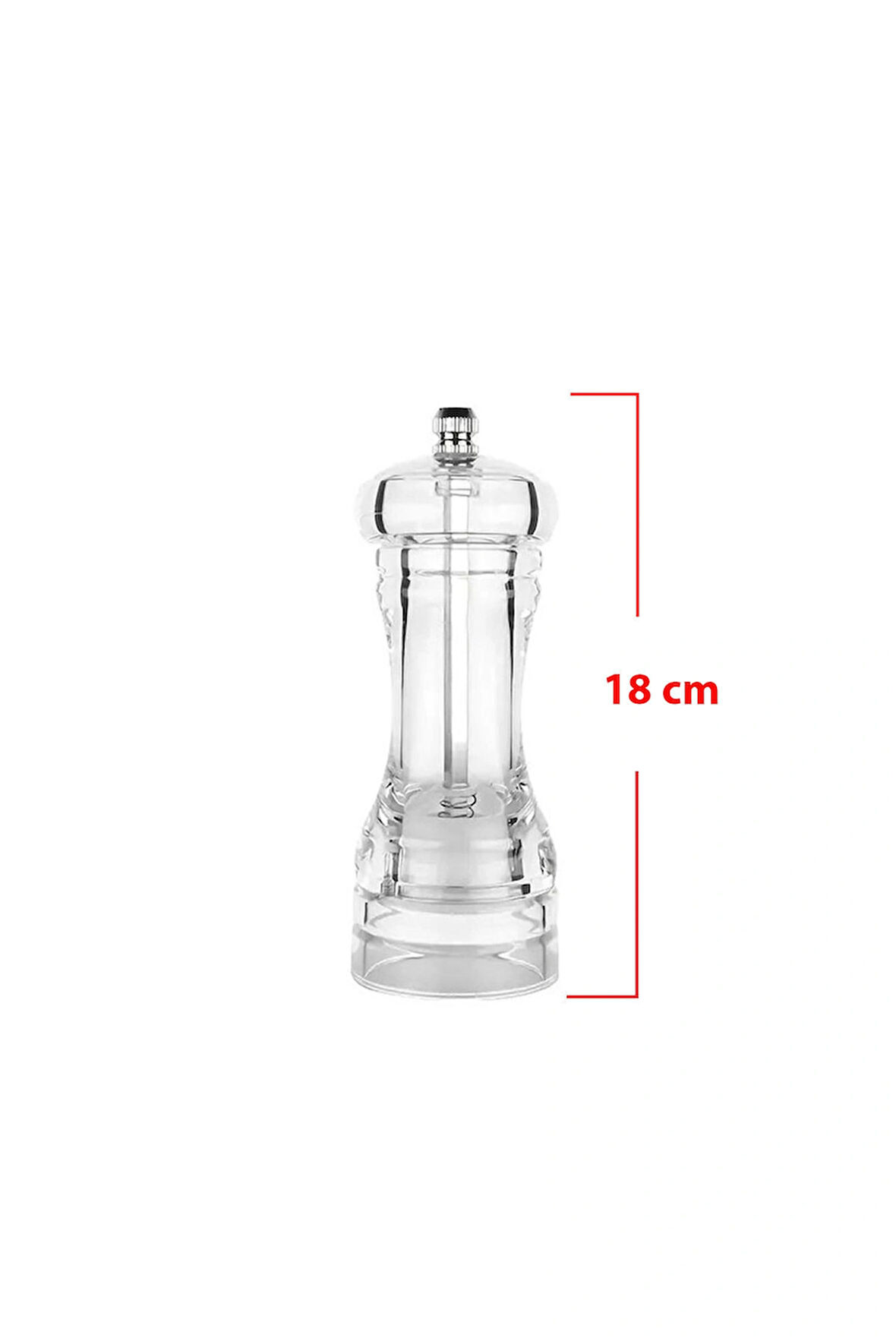 1 Adet Şeffaf Akrilik 18 cm Büyük Boy Baharat Tuz Karabiber Öğütücü Değirmeni