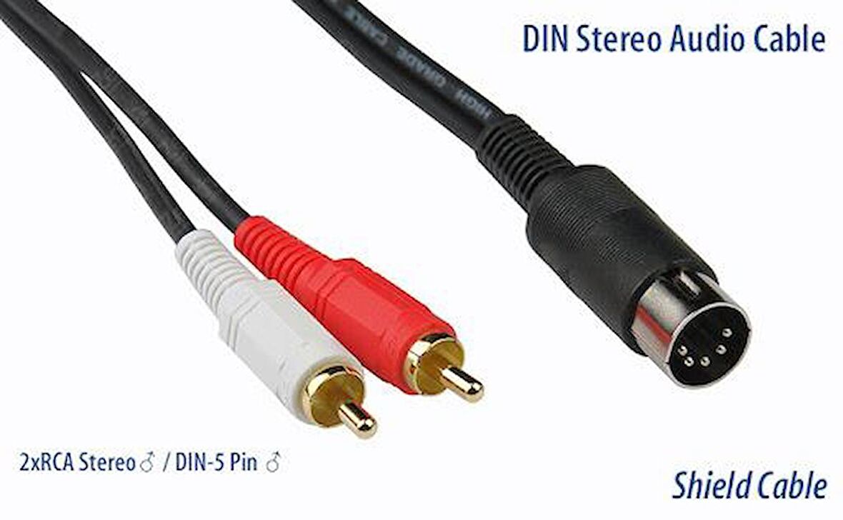 5 Pin Din to 2 Rca Kablo 1.5 Metre Yüksek Kalite
