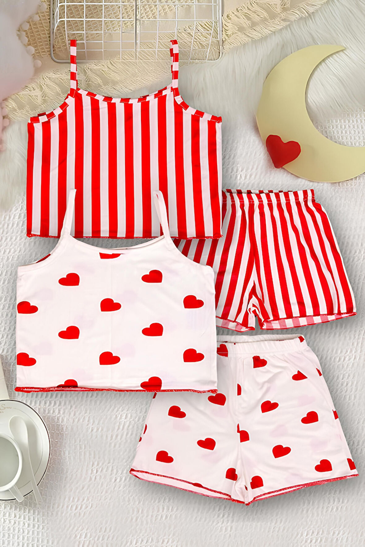 Kız Çocuk Askılı-Şortlu Yazlık 2'li Pijama Takımı