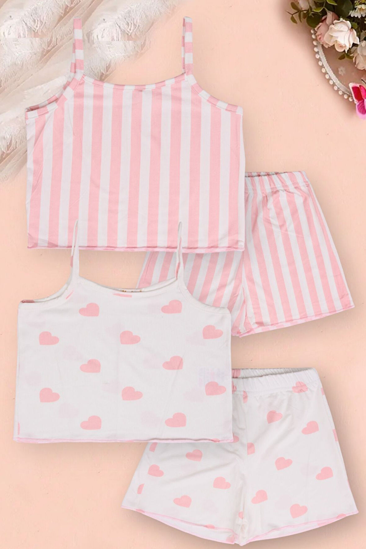 Kız Çocuk Askılı-Şortlu Yazlık 2'li Pijama Takımı