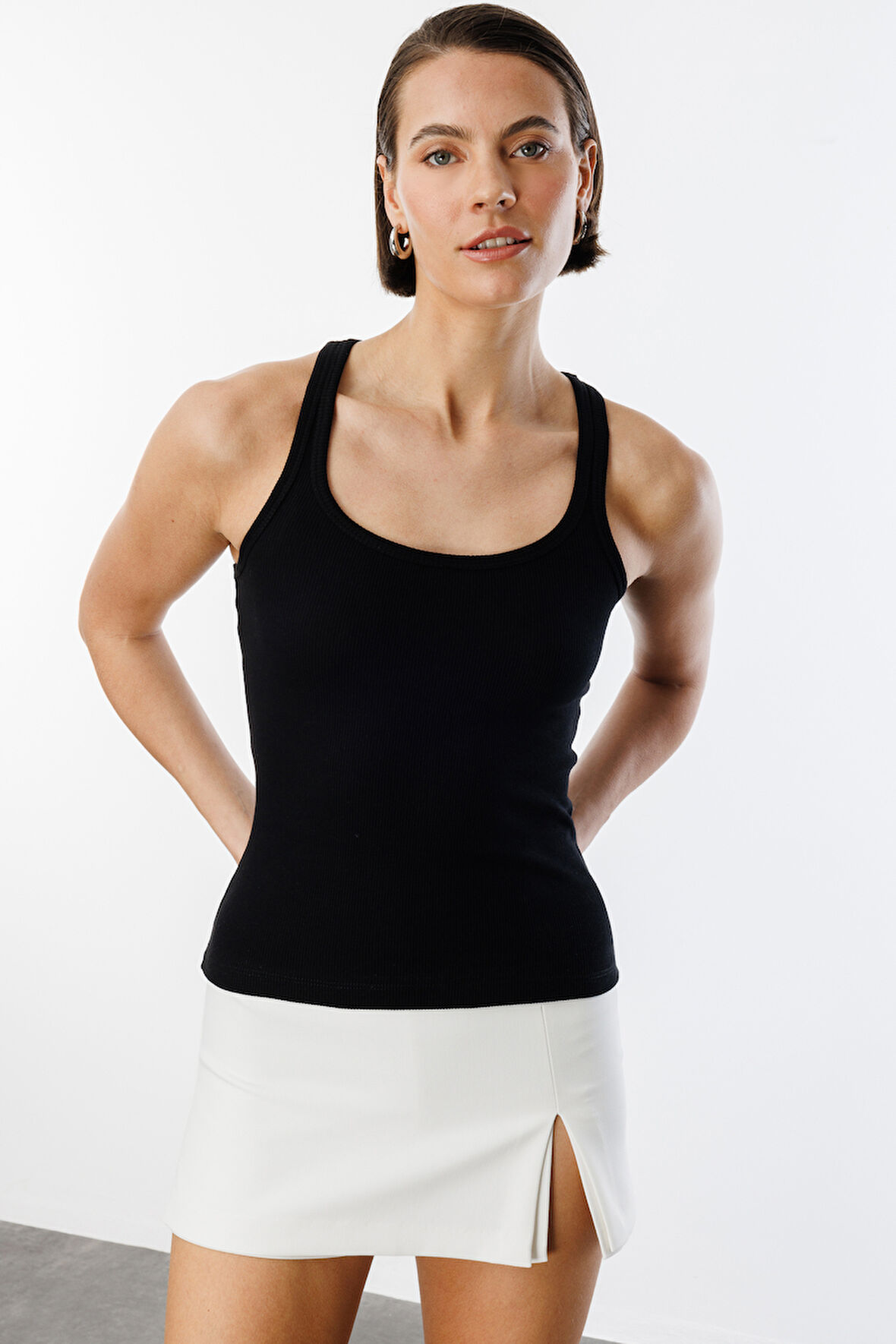 Kadın Fitilli Görünümlü Kalın Askılı Basic Atlet ATLET1