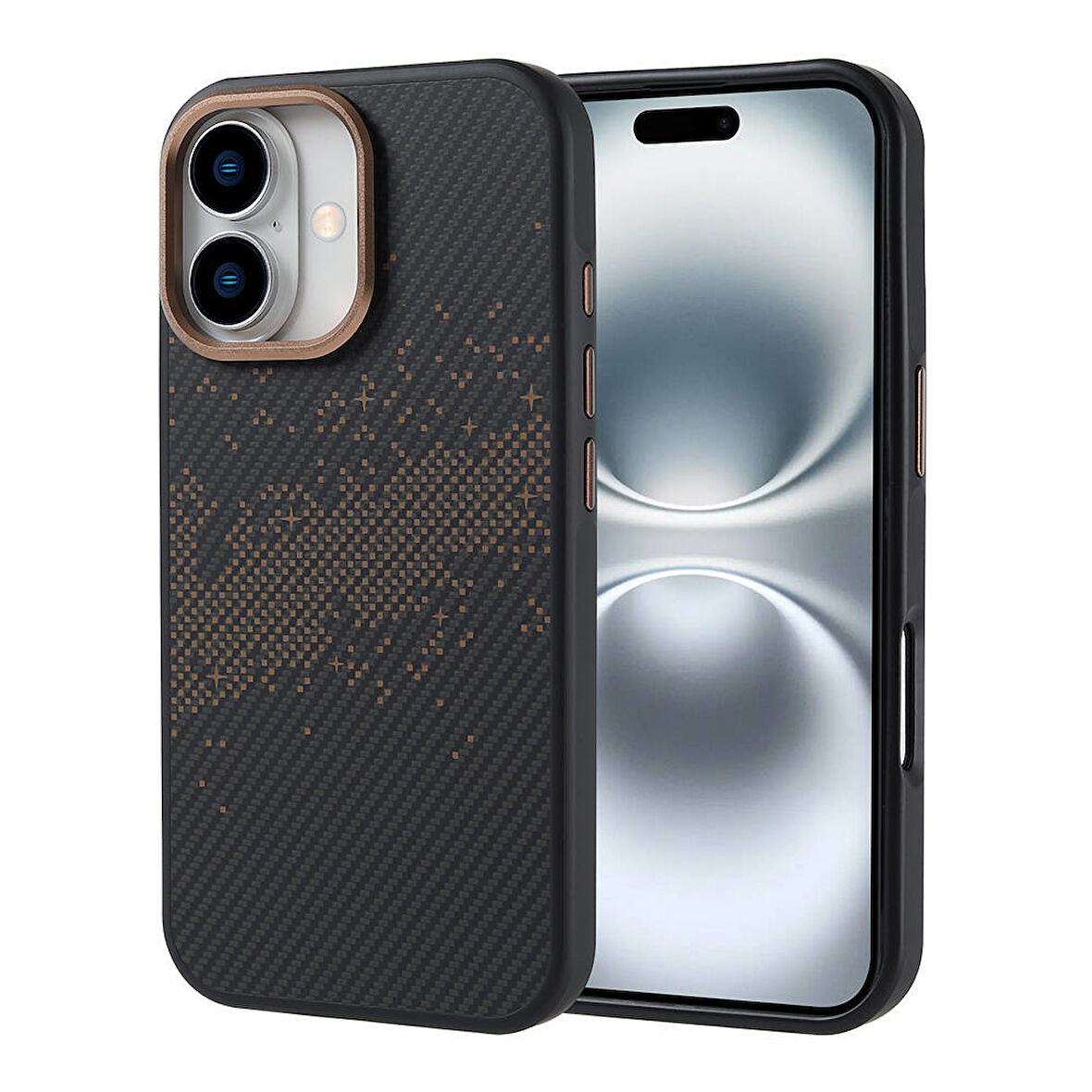 Gpack Apple iPhone 16 Kılıf Karbon Fiber Dizaynlı Magsafeli Vave Kapak