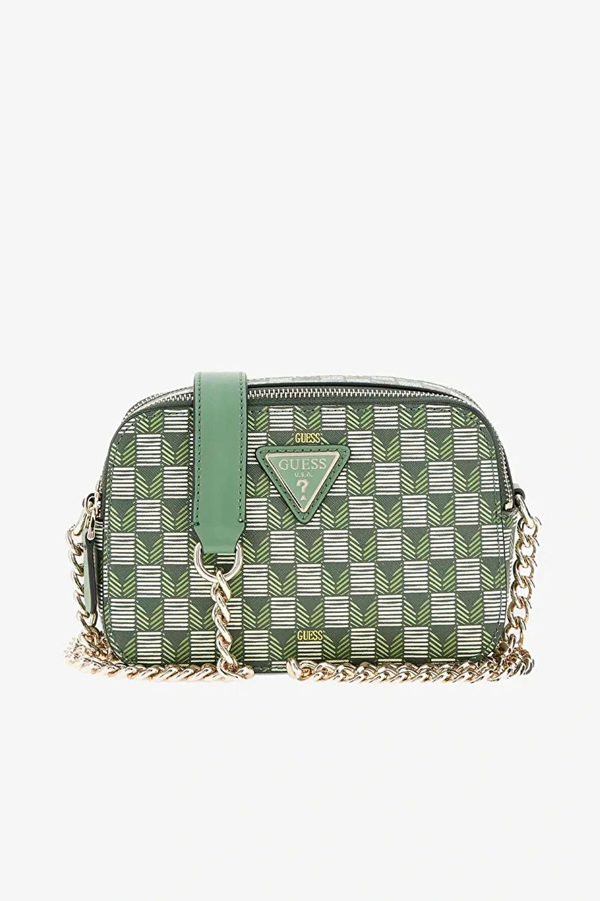 Guess Kadın Yeşil G Wave Geometrik Desenli Mini Çapraz Çanta