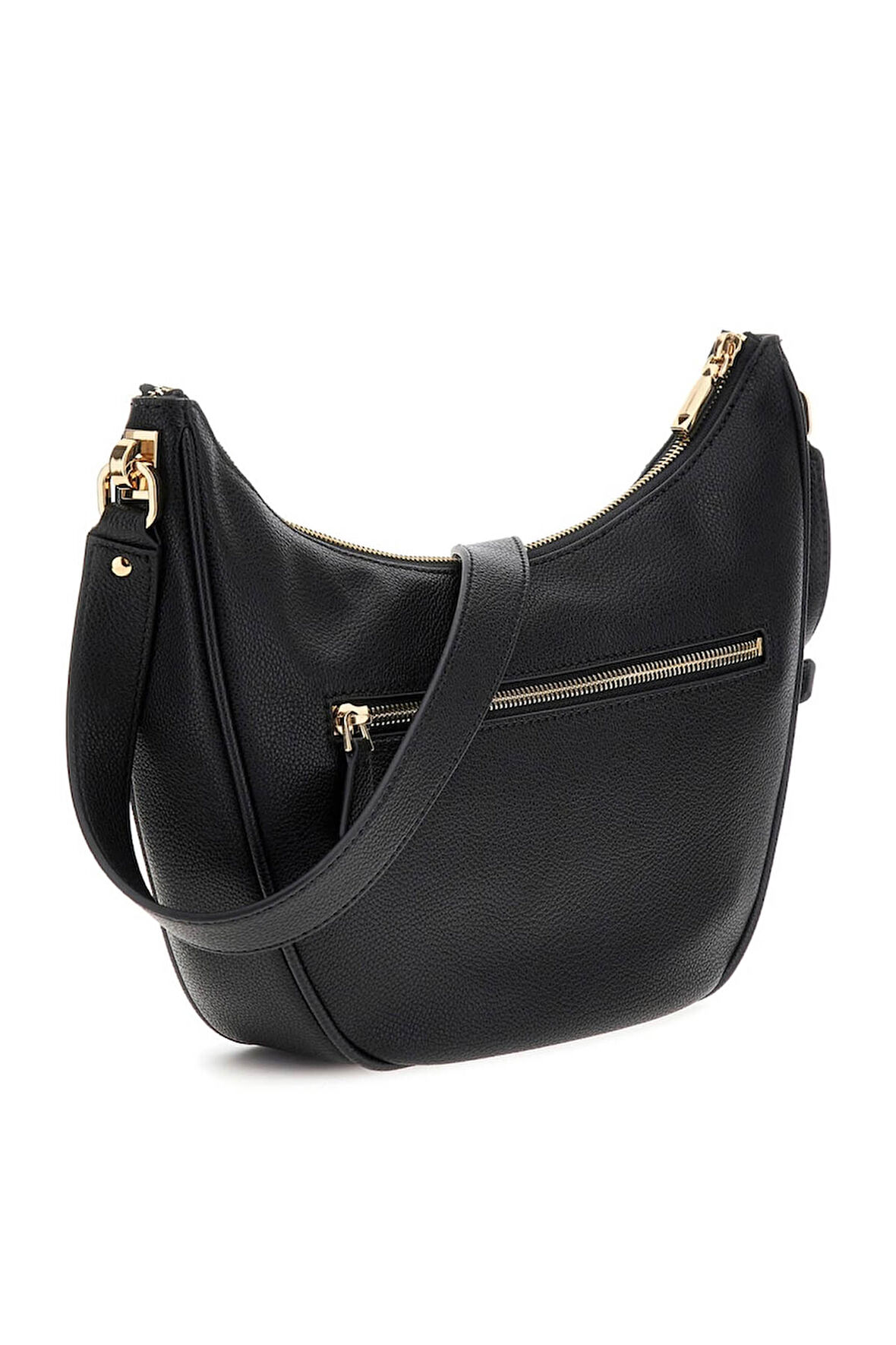 Kadın Kabartma Nakış Logolu Yarım Ay Omuz Çantası - Siyah | undefined