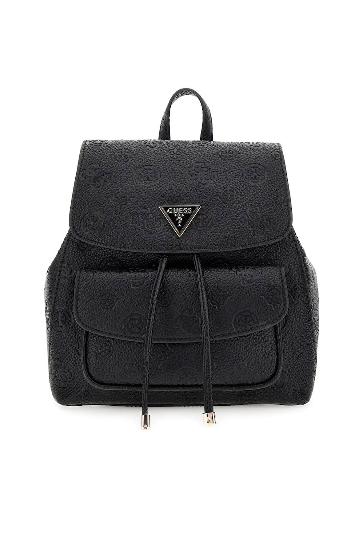 Kadın Kabartma Monogram Desenli Büzgülü Sırt Çantası - Siyah | undefined