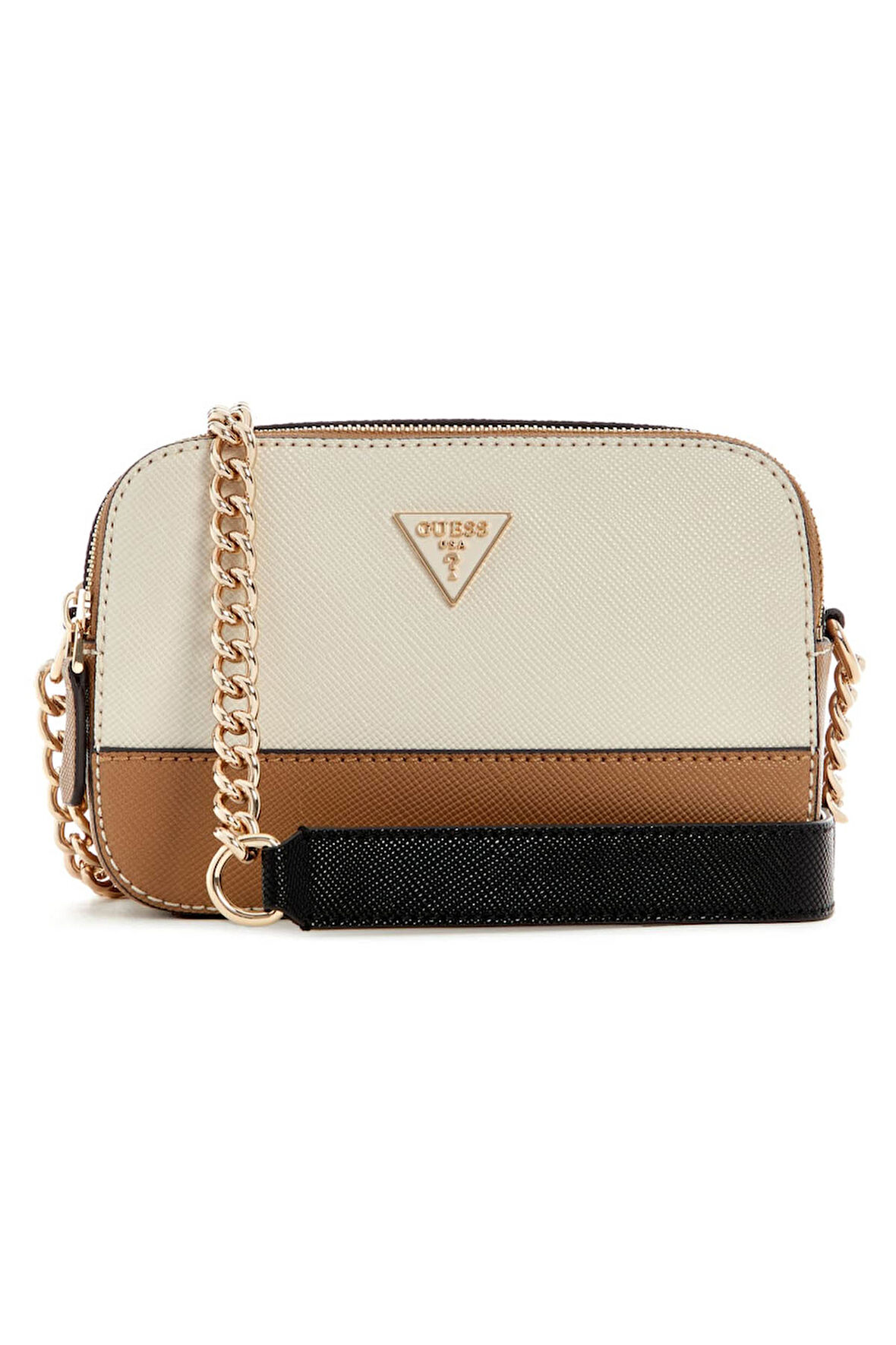 Kadın Renk Bloklu Çift Bölmeli Kamera Çantası - Bej | undefined