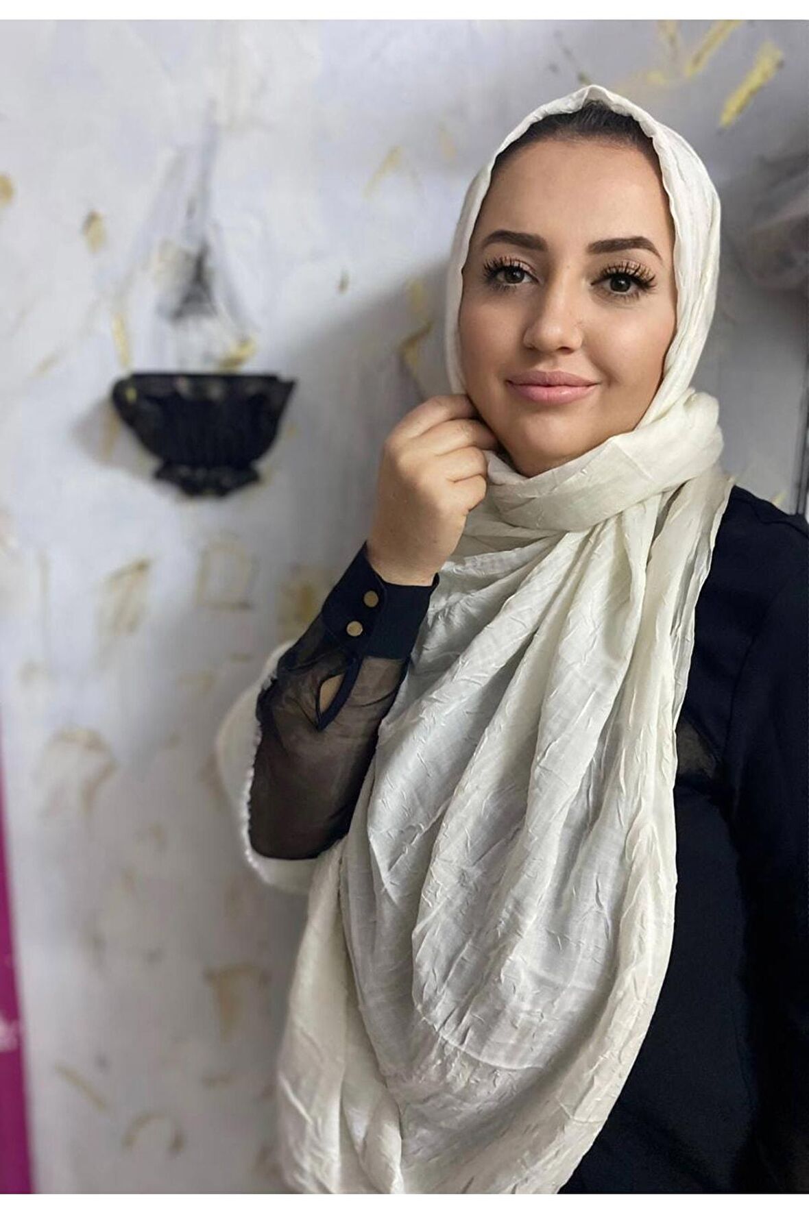 AlcanAvm Bambu Kraş Şal Beyaz