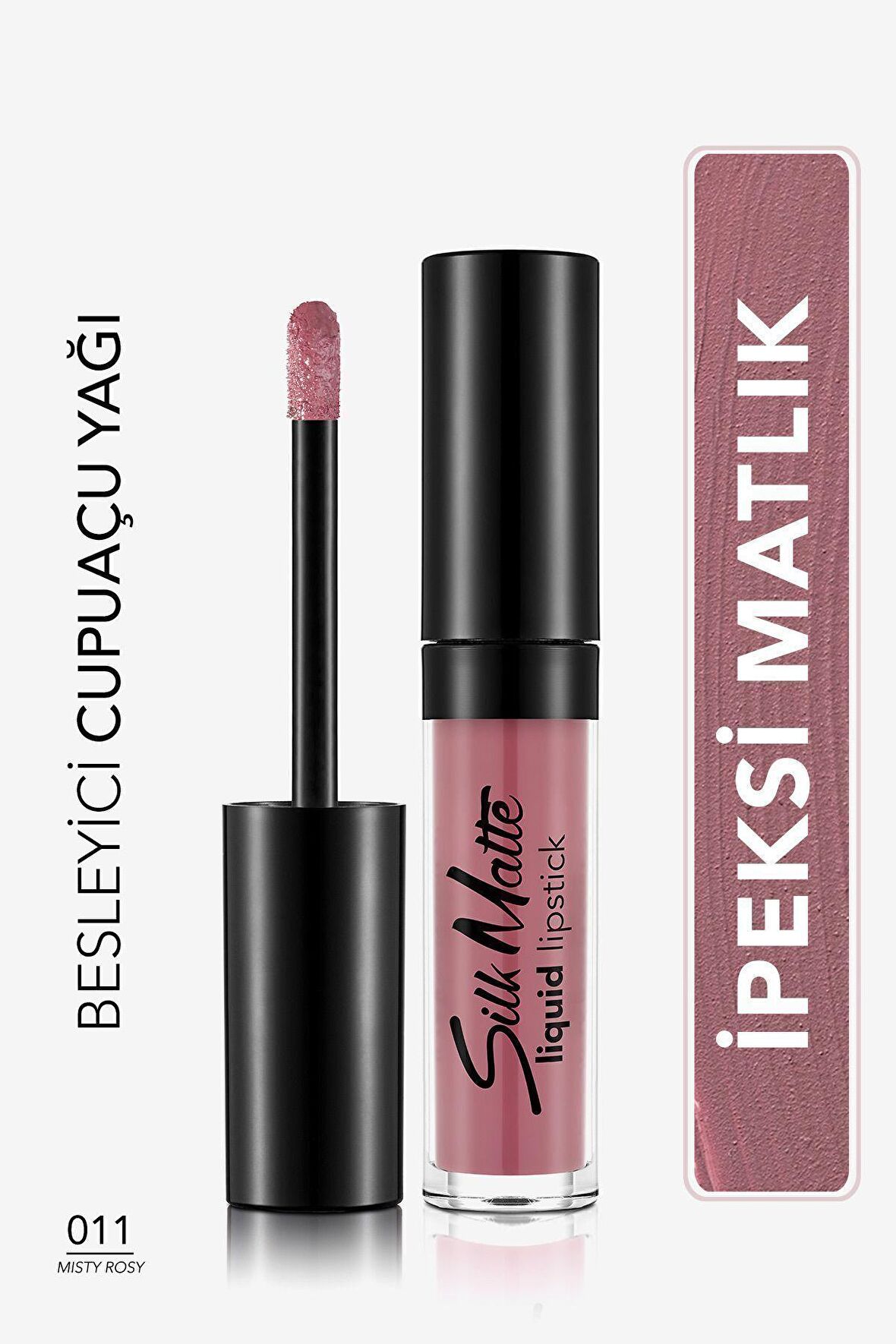 Flormar Kadife Dokulu Likit Mat Ruj - Silk Matte Liquid Lipstick - 011 MISTY ROSY - 8690604505388