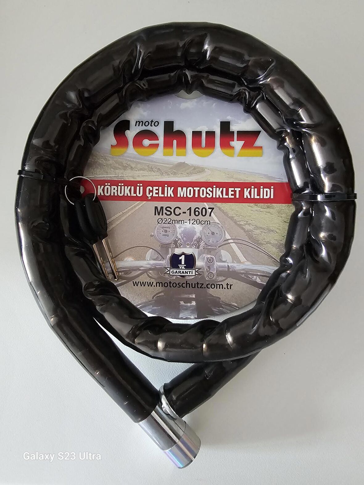 MOTOSCHUTZ KÖRÜKLÜ ÇELİK MOTOSİKLET KİLİDİ MSC-1607  Ø22MM*120CM