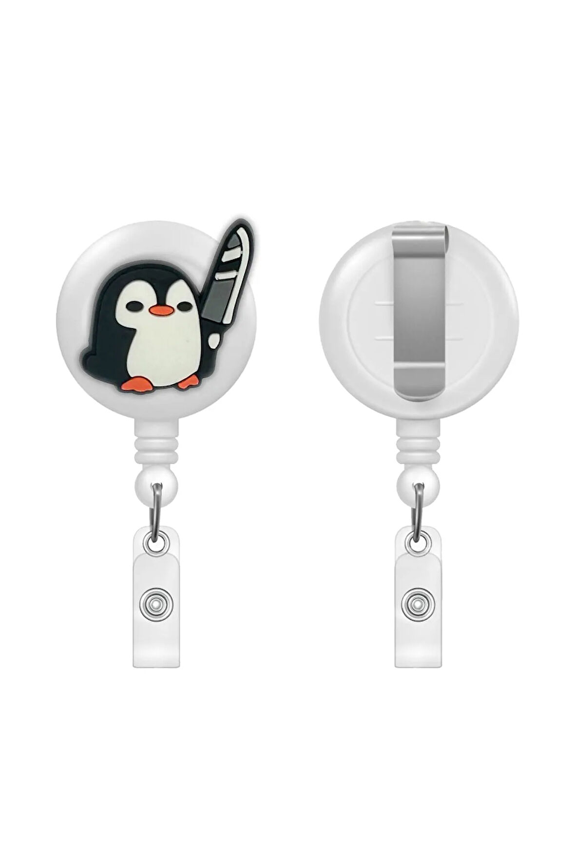 Belalı (Bad) Penguen Figürlü Yoyo Kartlık Yaka İpi Tutucu