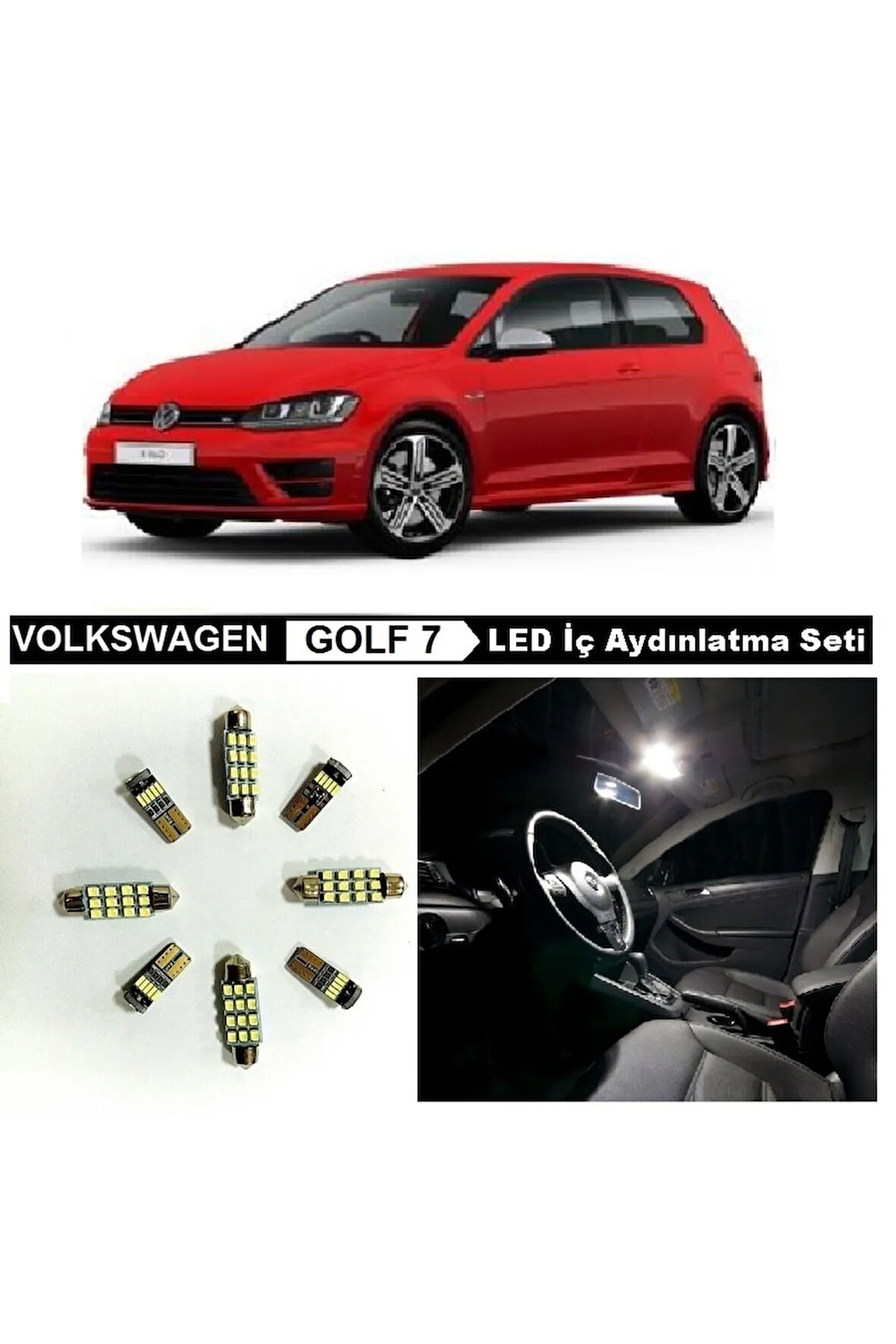 Vw Golf 7 Komple Beyaz Led Iç Aydınlatma Ampul Seti