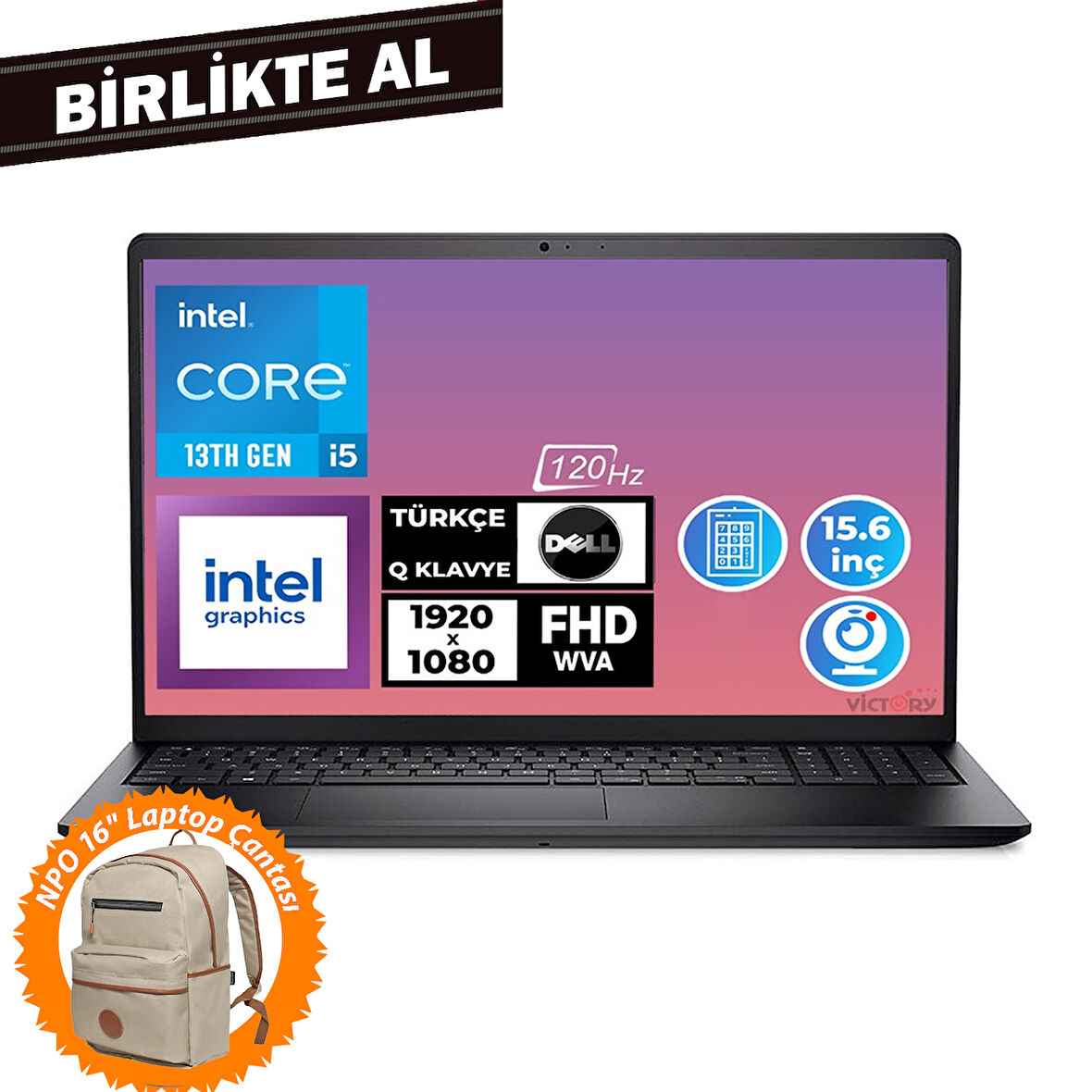 Dell Vostro 3530 i5-1334U 16GB 512GB SSD 15.6" FHD Ubuntu + Çanta N3404PVNB3530U 016