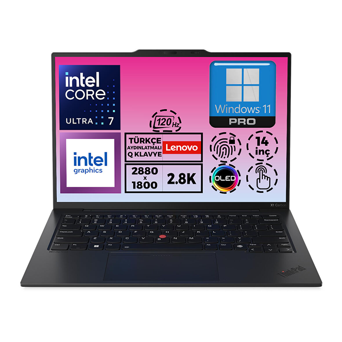 Lenovo ThinkPad X1 Carbon G12 U7 155U 32GB 2TB SSD 14'' 2.8K W11P Dokunmatik Notebook 21KC006BTX 001