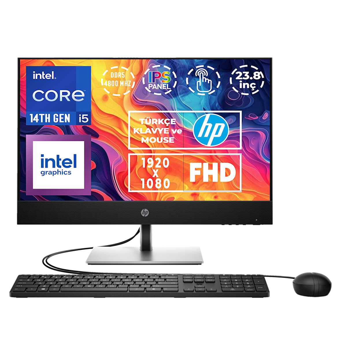 HP ProOne 440 G9 i5-14500T 16GB 512GB SSD 23.8" FHD W11P Dokunmatik All In One Bilgisayar 9H6X2ET 14