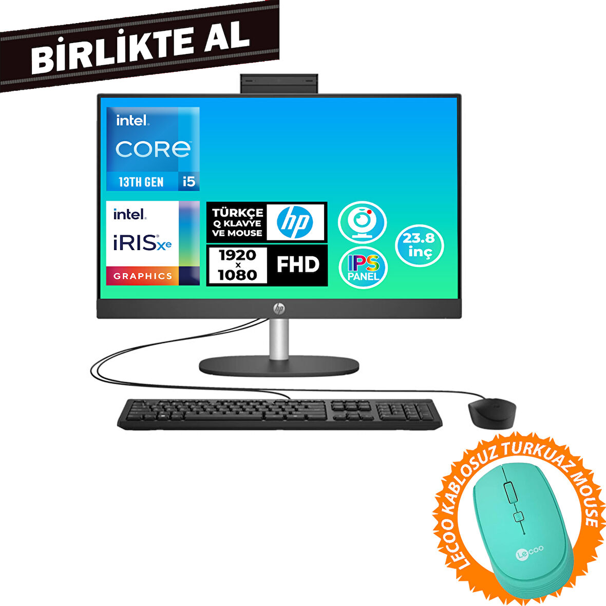 HP ProOne 240 G10 i5-1334U 8GB 512GB SSD 23.8" FHD Freedos All In One PC + Mouse B70VFAT 035