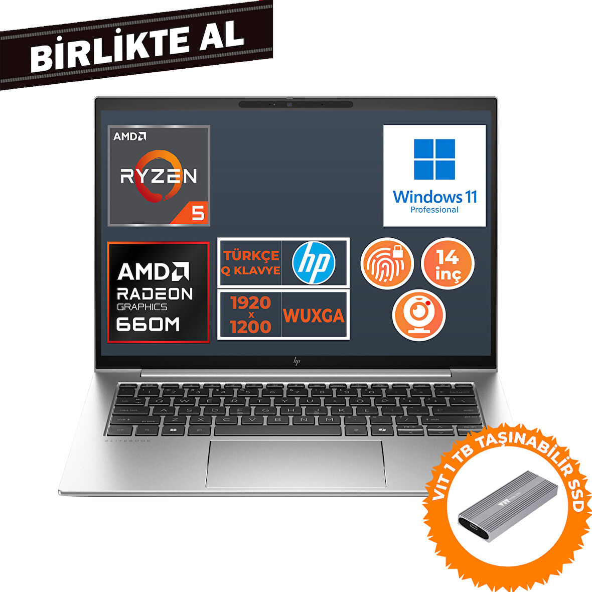 HP EliteBook 845 G9 Ryzen 5 6600U 8GB 512GB SSD 14" WUXGA W11P + VIT 1 TB SSD 5Z6L9EA 024