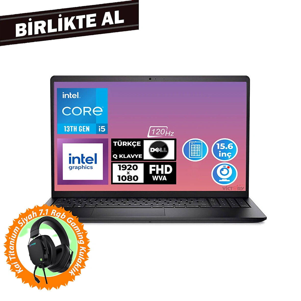 Dell Vostro 3530 i5-1334U 32GB 512GB SSD 15.6" FHD Ubuntu + Gaming Kulaklık N3404PVNB3530U 021