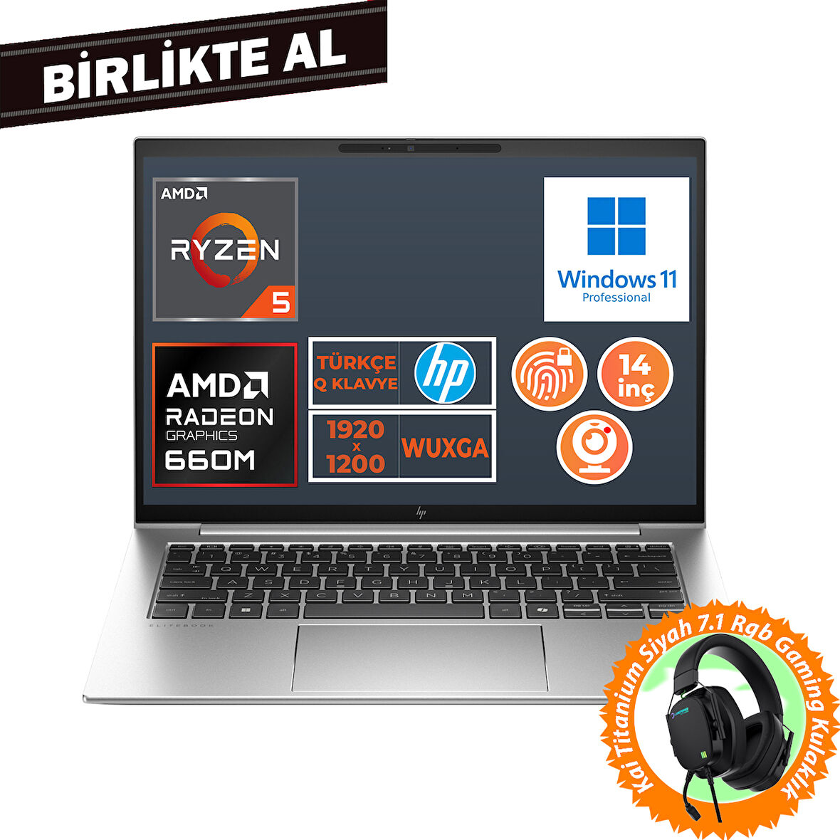 HP EliteBook 845 G9 Ryzen 5 6600U 32GB 1TB SSD 14" WUXGA W11P + Gaming Kulaklık 5Z6L9EA 029