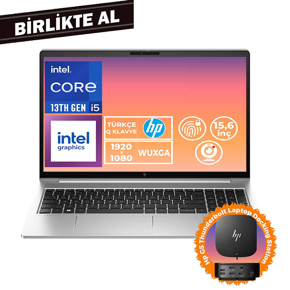 HP EliteBook 650 G10 i5-1335U 16GB 512GB SSD 15.6" FHD Freedos + Docking Station B2PK5ES 038